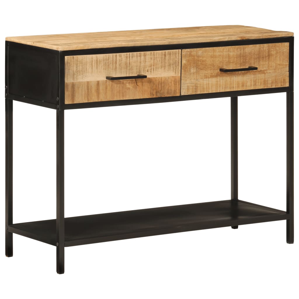 Tavolo Consolle 100x35x76 cm in Legno Massello di Mango e Ferro