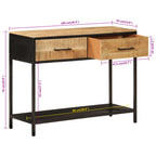 Tavolo Consolle 100x35x76 cm in Legno Massello di Mango e Ferro