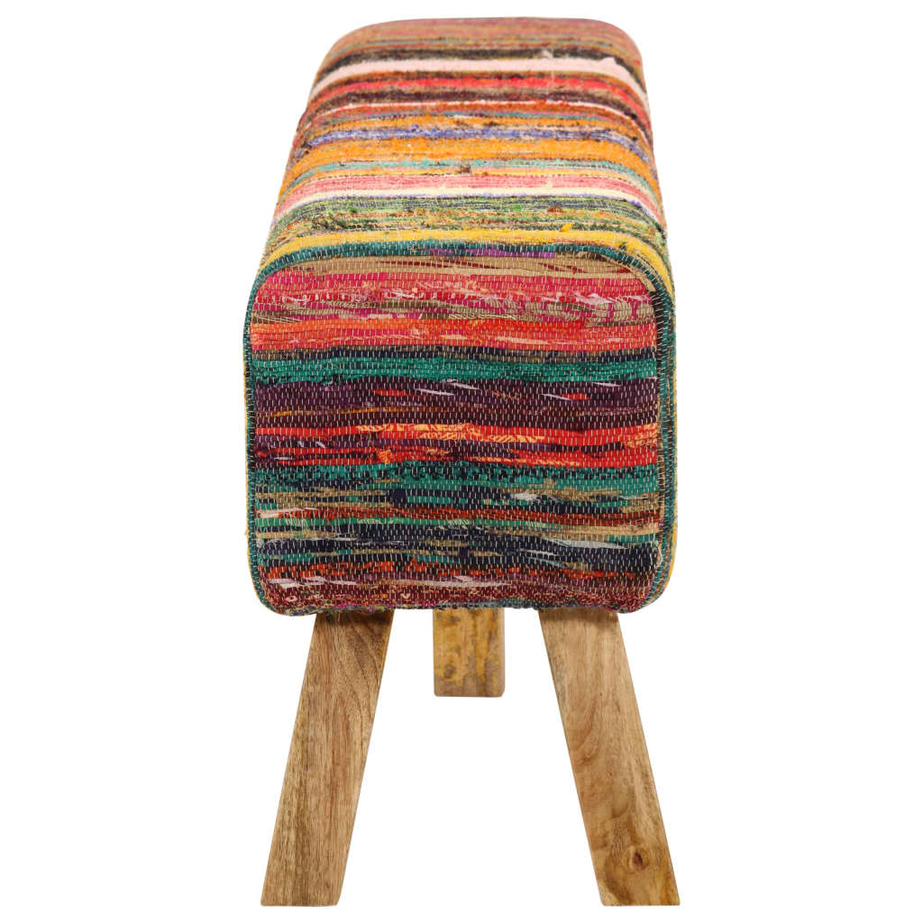 Panca Multicolore 160 cm Tessuto Chindi e Legno Massello Mango