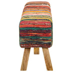 Panca Multicolore 160 cm Tessuto Chindi e Legno Massello Mango