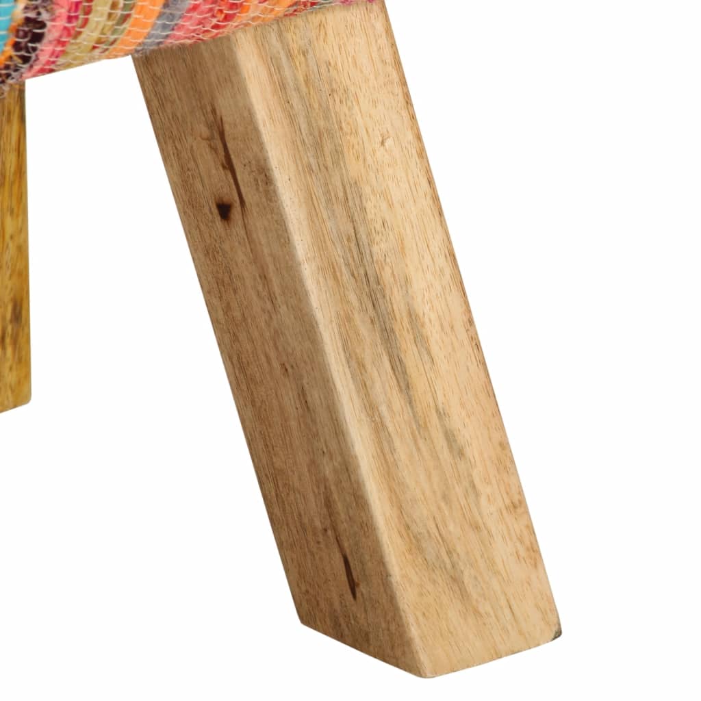 Panca Multicolore 160 cm Tessuto Chindi e Legno Massello Mango