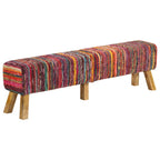 Panca Multicolore 160 cm Tessuto Chindi e Legno Massello Mango