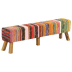 Panca Multicolore 160 cm Tessuto Chindi e Legno Massello Mango