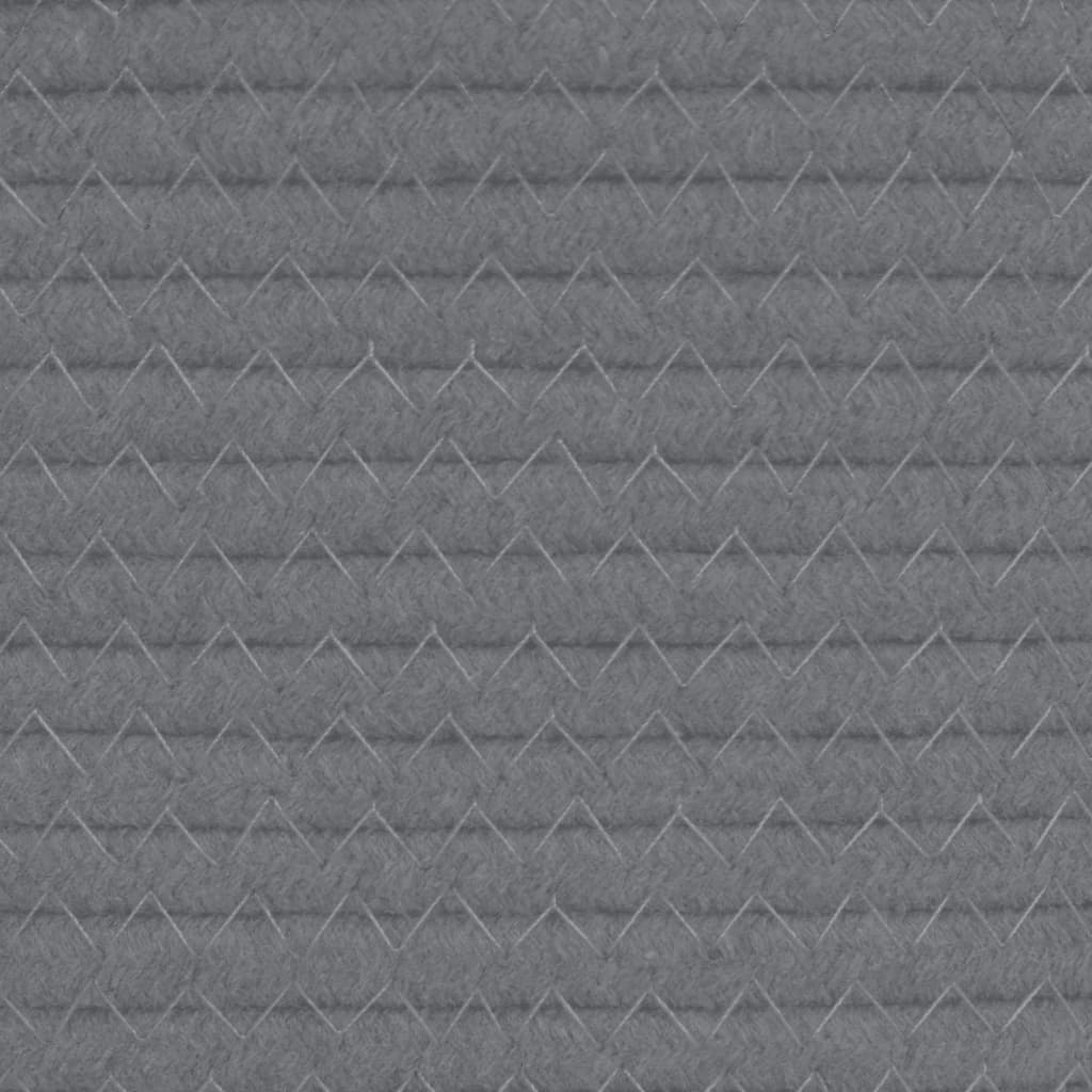 Cesto per Biancheria Grigio e Bianco Ø55x36 cm in Cotone