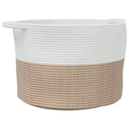 Cesto per Biancheria Marrone e Bianco Ø55x36 cm in Cotone