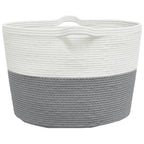 Cesto per Biancheria Grigio e Bianco Ø60x36 cm in Cotone