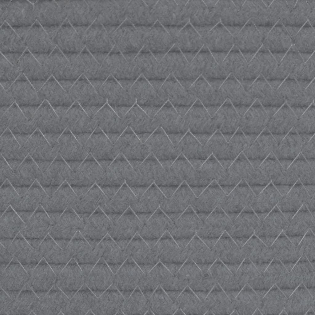Cesto per Biancheria Grigio e Bianco Ø60x36 cm in Cotone