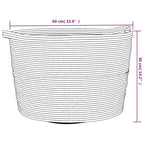 Cesto per Biancheria Beige e Bianco Ø60x36 cm in Cotone