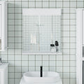 Specchio Bagno e Ripiano BERG Bianco 60x12x70 cm Legno Massello