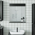 Specchio Bagno e Ripiano BERG Nero 60x12x70 cm Legno Massello