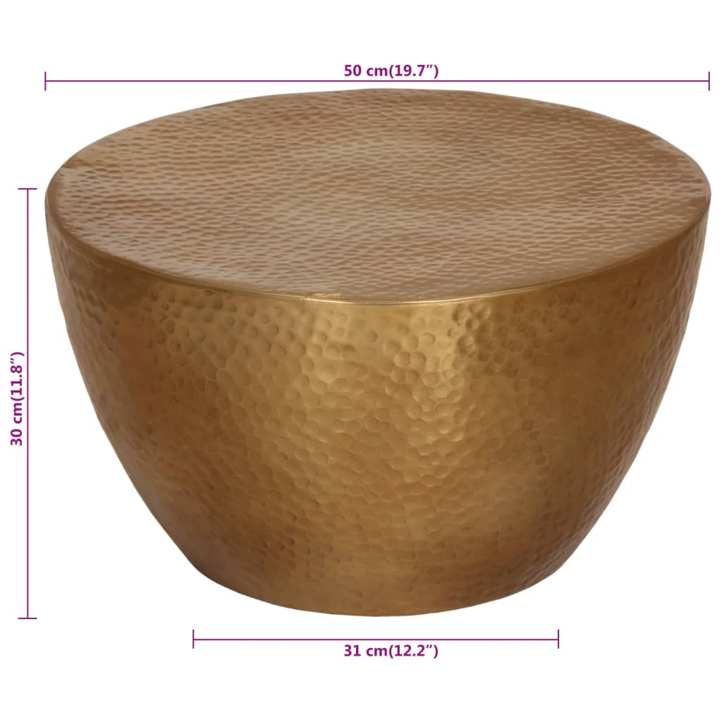 Tavolino da Salotto in Alluminio Martellato Ø 50x30 cm Ottone