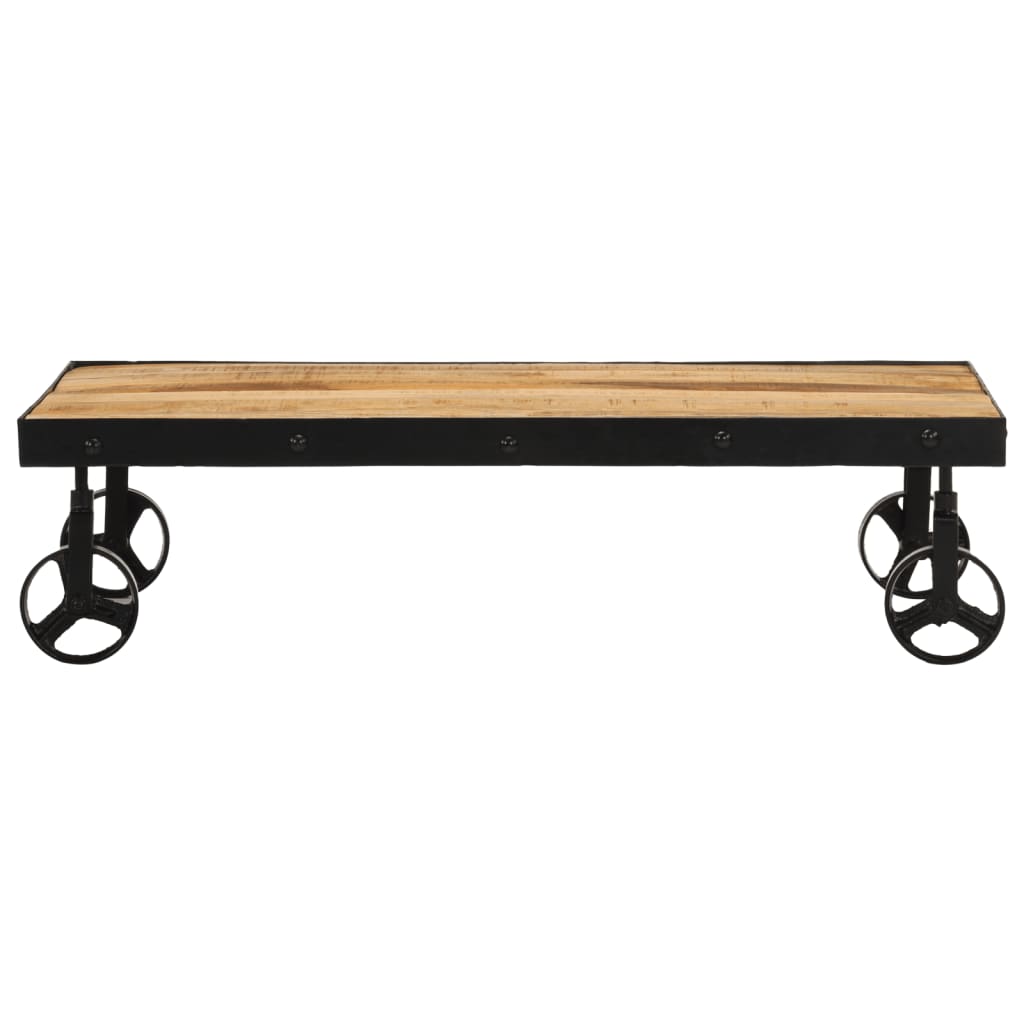 Tavolino da Salotto con Ruote Legno Massello Mango 100x55x26 cm
