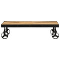 Tavolino da Salotto con Ruote Legno Massello Mango 100x55x26 cm