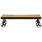Tavolino da Salotto con Ruote Legno Massello Mango 100x55x26 cm