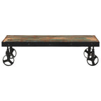 Tavolino Salotto con Ruote Legno Massello Recupero 100x55x26 cm