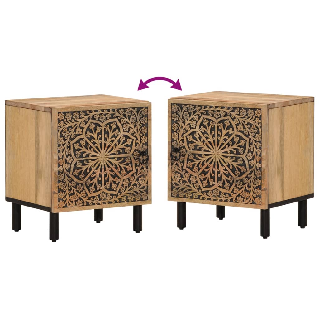 Comodini 2pz 40x33x46 cm in Legno Massello di Mango