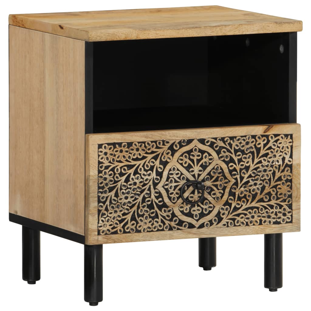Comodini 2pz 40x33x46 cm in Legno Massello di Mango