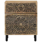Comodino 50x33x60 cm in Legno Massello di Mango