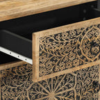 Comodino 50x33x60 cm in Legno Massello di Mango