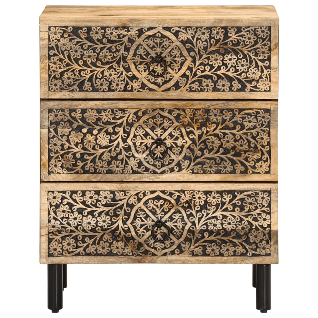 Comodino 50x33x60 cm in Legno Massello di Mango