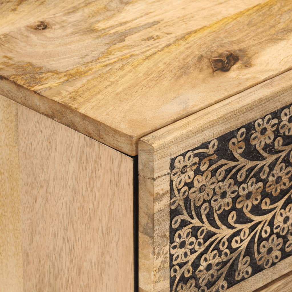 Comodino 50x33x60 cm in Legno Massello di Mango