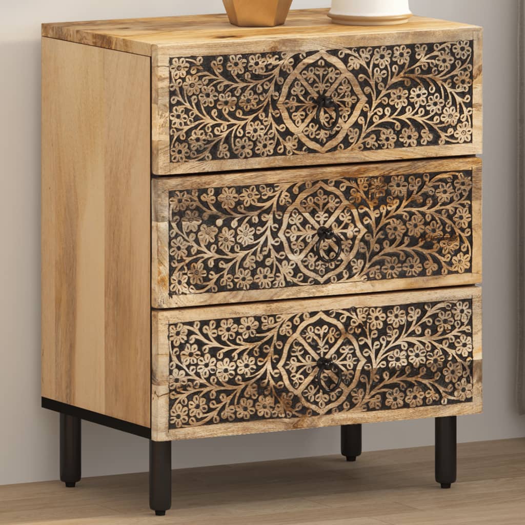 Comodino 50x33x60 cm in Legno Massello di Mango