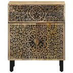Comodino 50x33x60 cm in Legno Massello di Mango