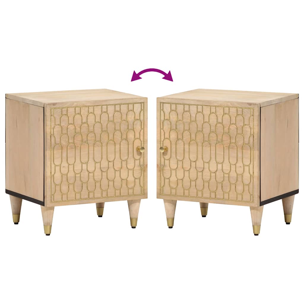 Comodini 2pz 40x33x46 cm in Legno Massello di Mango