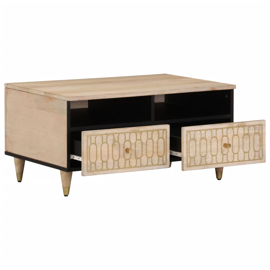 Tavolino da Salotto 80x54x40 cm in Legno Massello di Mango