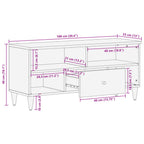 Mobile Porta TV 100x33x46 cm in Legno Massello di Mango