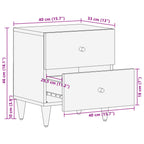 Comodini 2pz 40x33x46 cm in Legno Massello di Mango