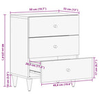 Comodino 50x33x60 cm in Legno Massello di Mango