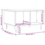 Tavolino da Salotto Rovere Fumo 60x50x36,5 cm Legno Multistrato