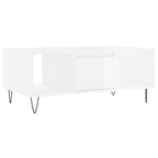 Tavolino Salotto Bianco Lucido 90x50x36,5 cm Legno Multistrato