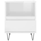 Comodino Bianco Lucido 40x35x50 cm in Legno Multistrato