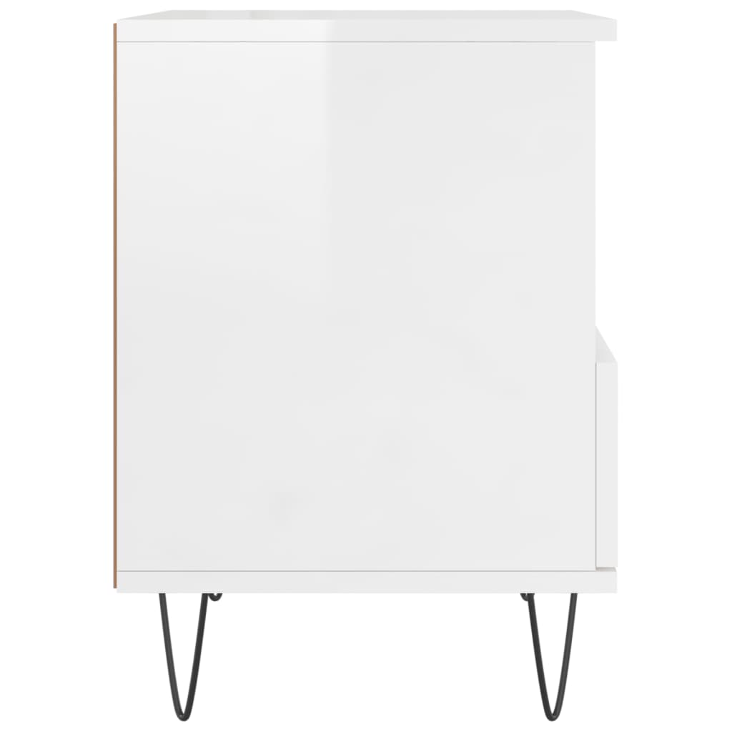 Comodino Bianco Lucido 40x35x50 cm in Legno Multistrato