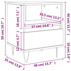 Comodino Grigio Cemento 40x35x50 cm in Legno Multistrato