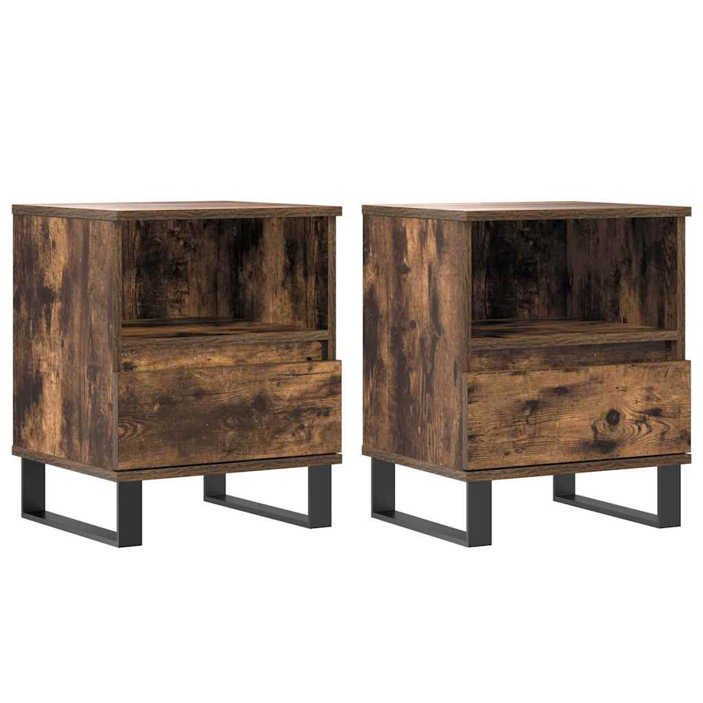 Comodini 2pz Rovere Fumo 40x35x50 cm in Legno Multistrato