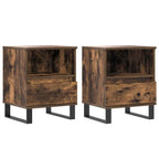 Comodini 2pz Rovere Fumo 40x35x50 cm in Legno Multistrato