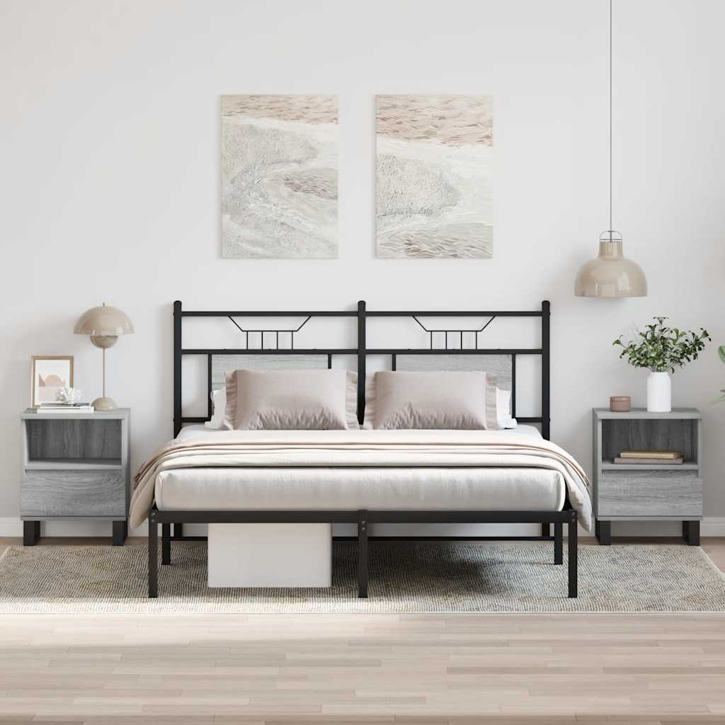 Comodini 2pz Grigio Sonoma 40x35x50 cm in Legno Multistrato