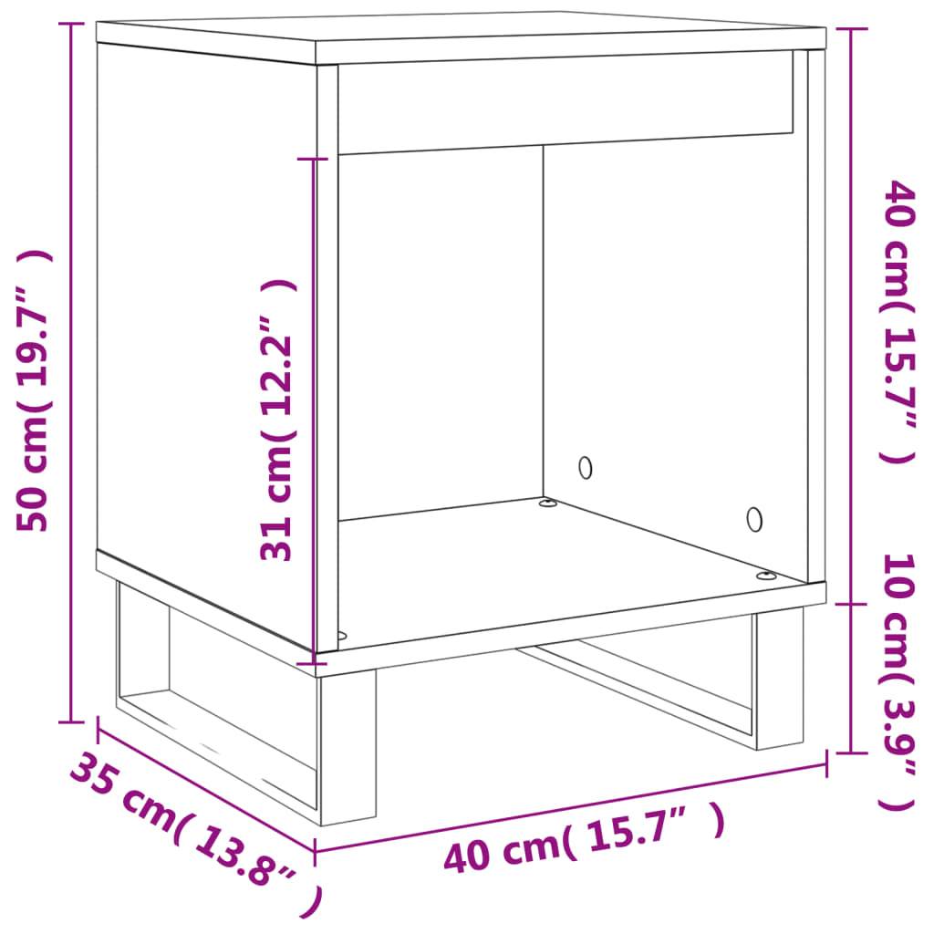 Comodini 2pz Bianchi 40x35x50 cm in Legno Multistrato