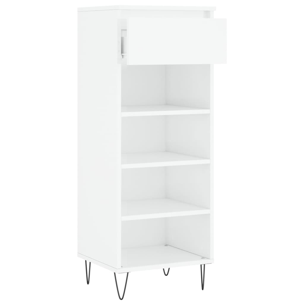 Scarpiera Bianco Lucido 40x36x105 cm in Legno Multistrato