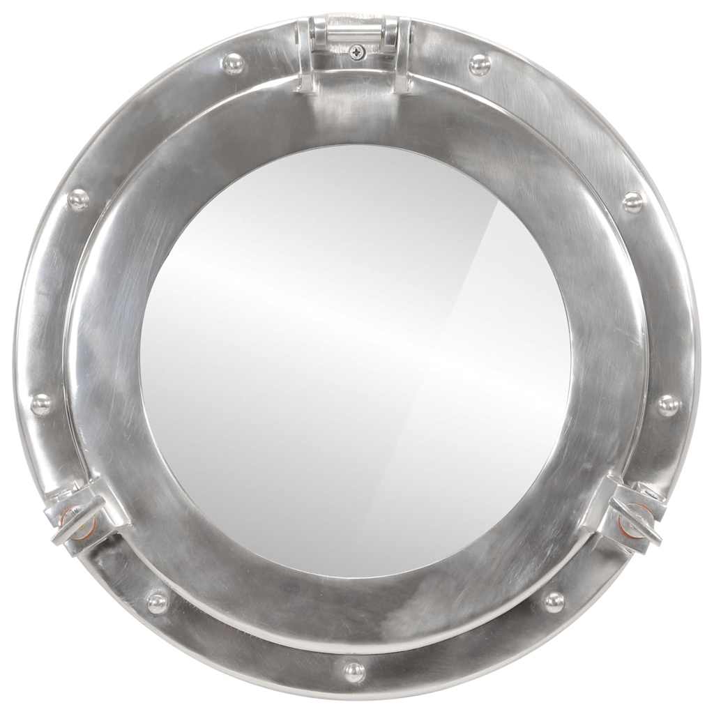 Specchio da Parete Design Oblò Ø38 cm in Alluminio e Vetro