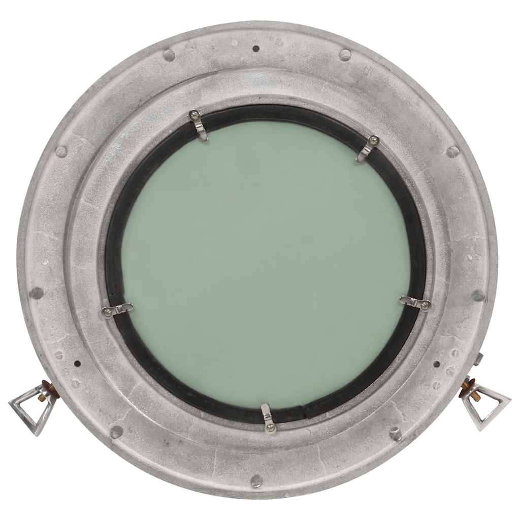 Specchio da Parete Design Oblò Ø38 cm in Alluminio e Vetro