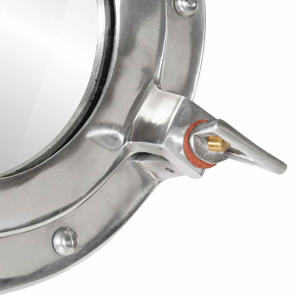 Specchio da Parete Design Oblò Ø38 cm in Alluminio e Vetro