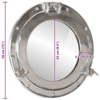 Specchio da Parete Design Oblò Ø38 cm in Alluminio e Vetro