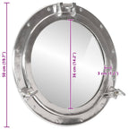 Specchio da Parete Design Oblò Ø50 cm in Alluminio e Vetro