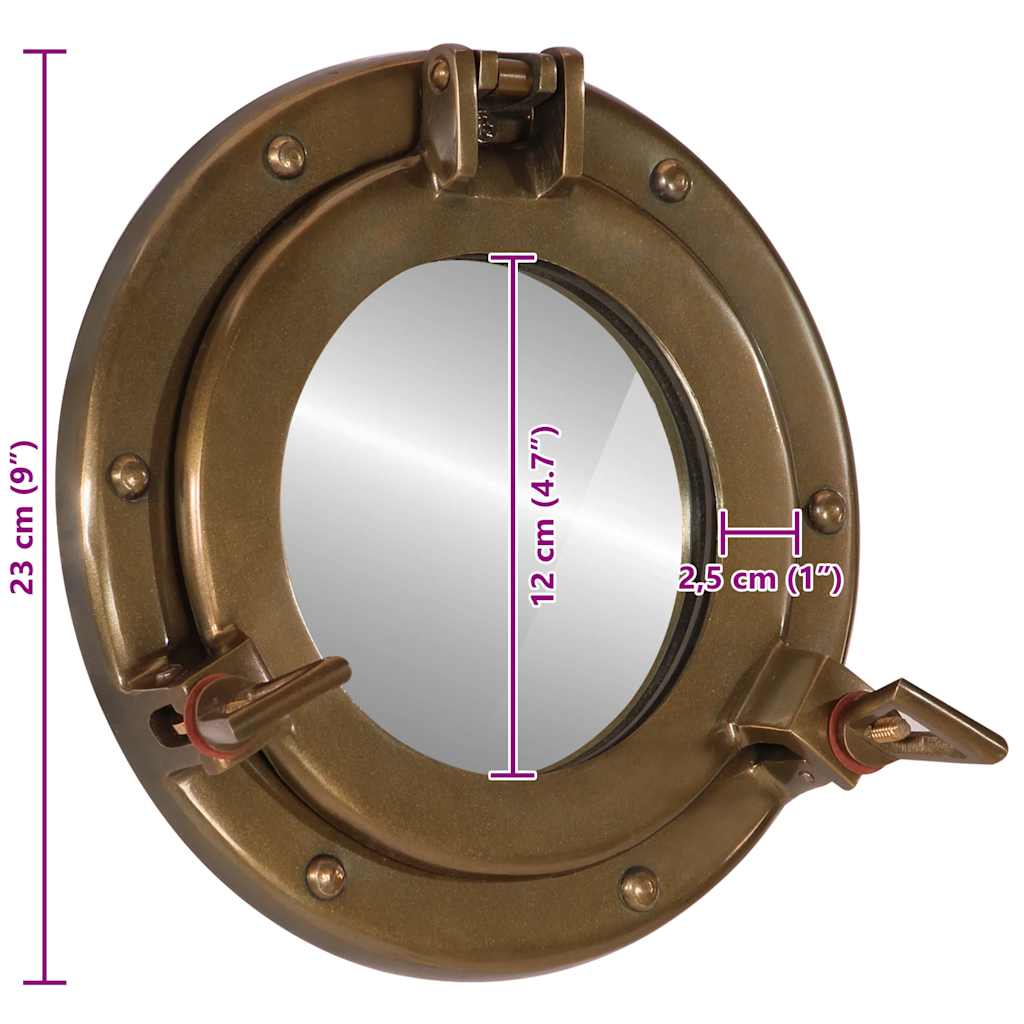 Specchio da Parete Design Oblò Ø23 cm in Alluminio e Vetro