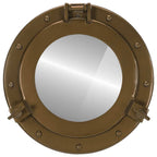 Specchio da Parete Design Oblò Ø30 cm in Alluminio e Vetro