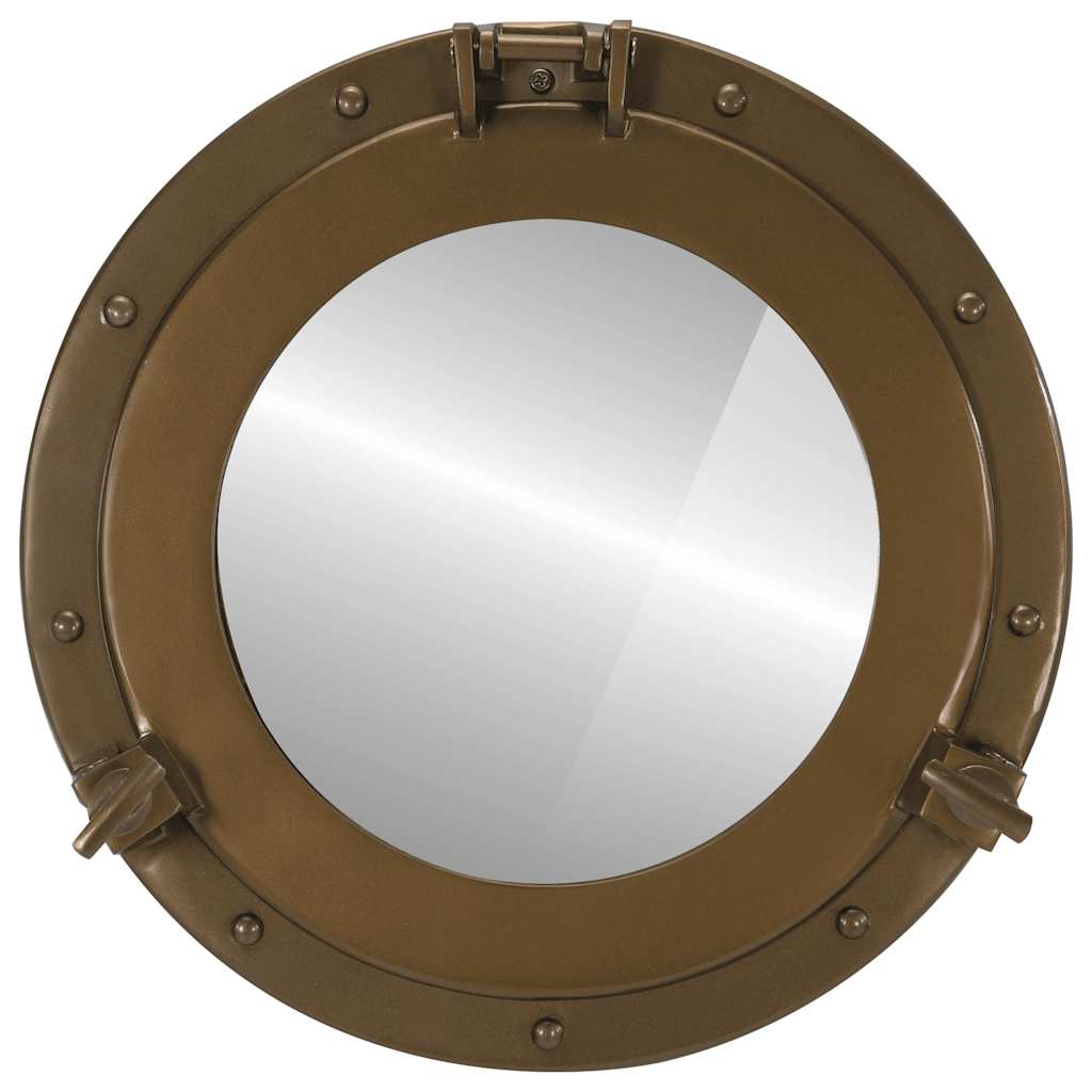 Specchio da Parete Design Oblò Ø38 cm in Alluminio e Vetro